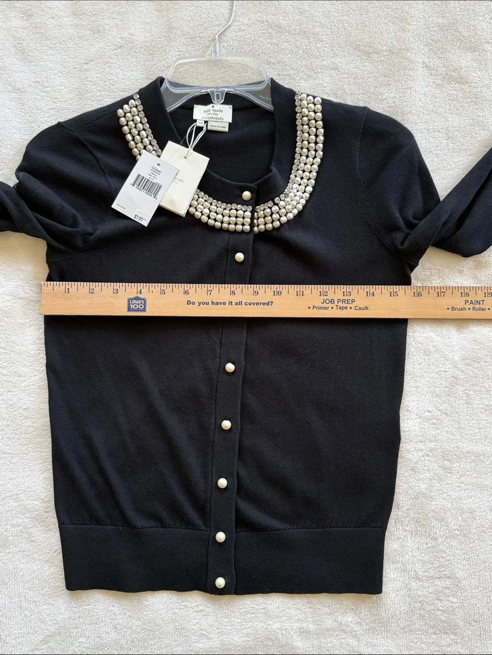 Kate Spade Tula Black Cardigan with Collar Embellishments